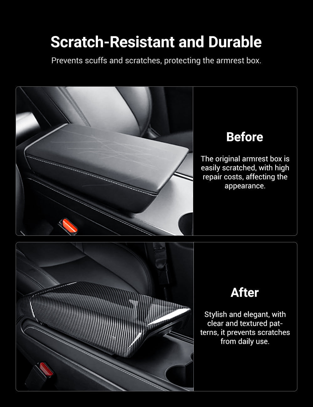 Dry Carbon Fiber Armrest Box Trim Cover for Cybertrunk