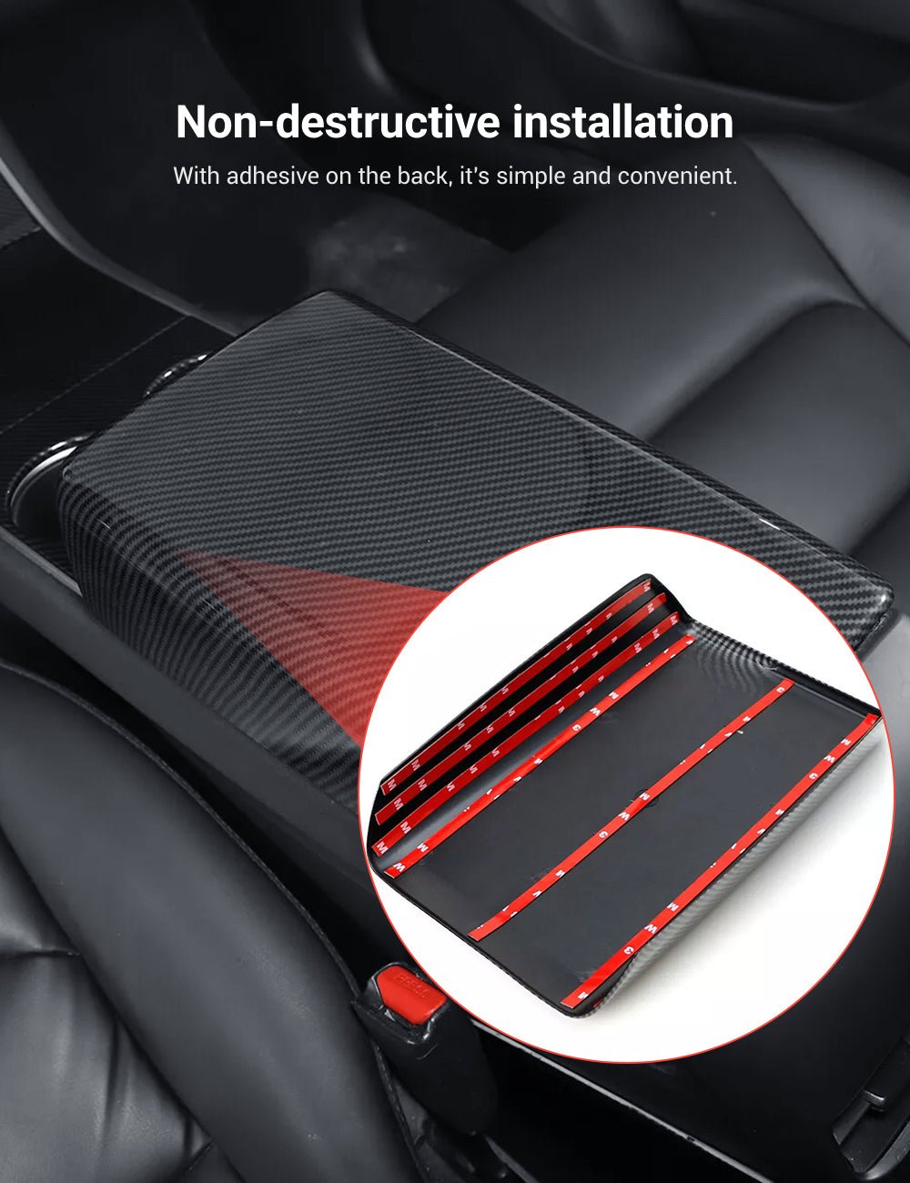 Dry Carbon Fiber Armrest Box Trim Cover for Cybertrunk