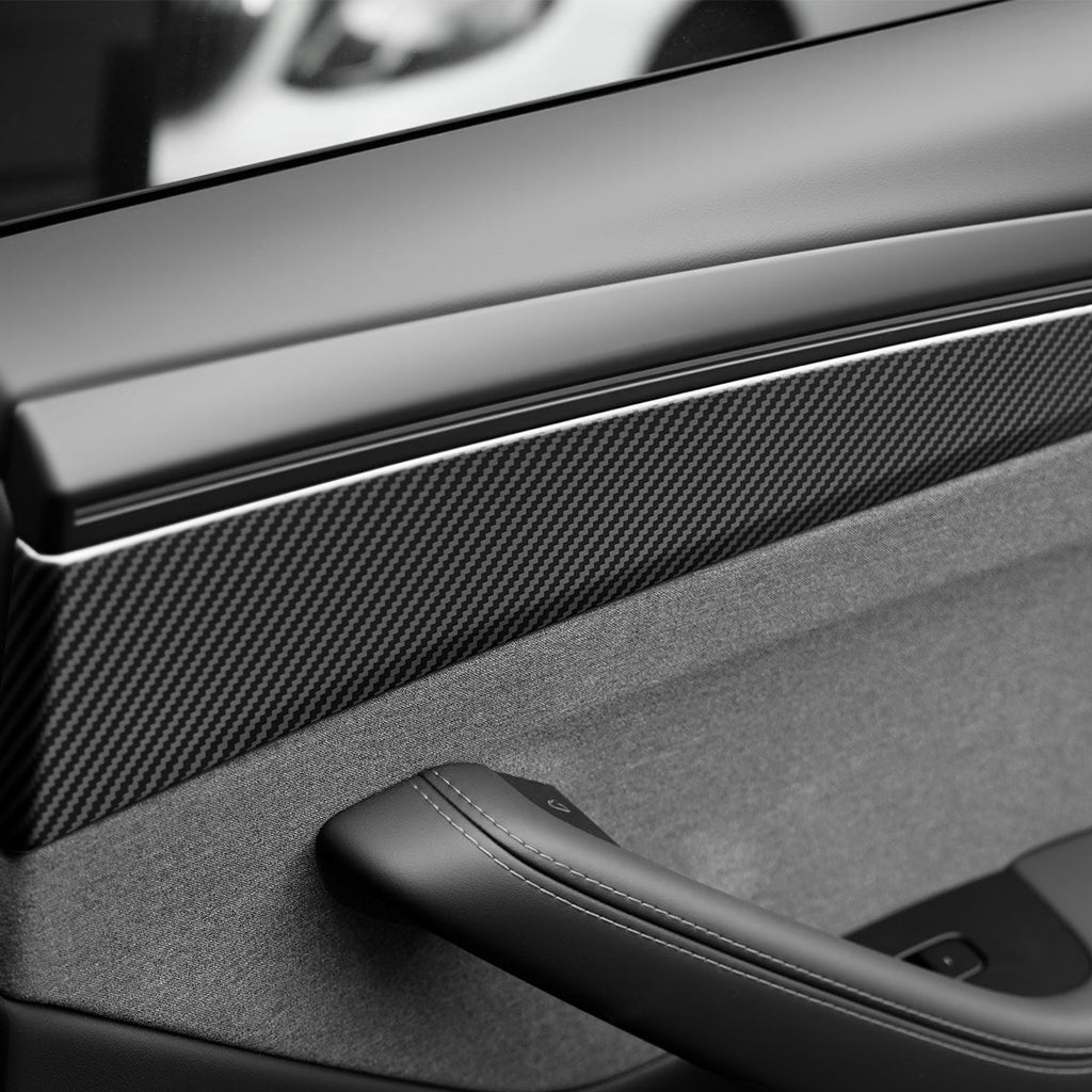 Dry Carbon Fiber Door Panel Trim Covers for Model Y Juniper