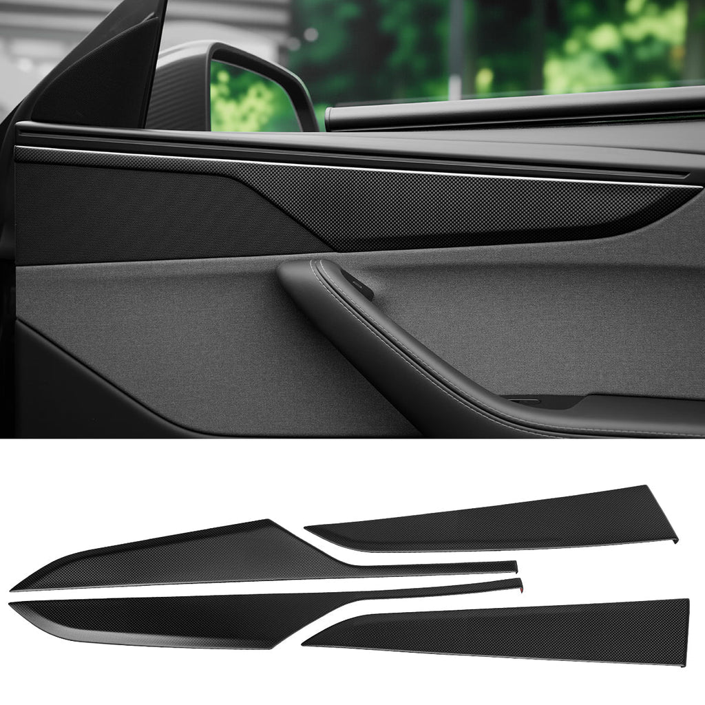 Dry Carbon Fiber Door Panel Trim Covers for Model Y Juniper