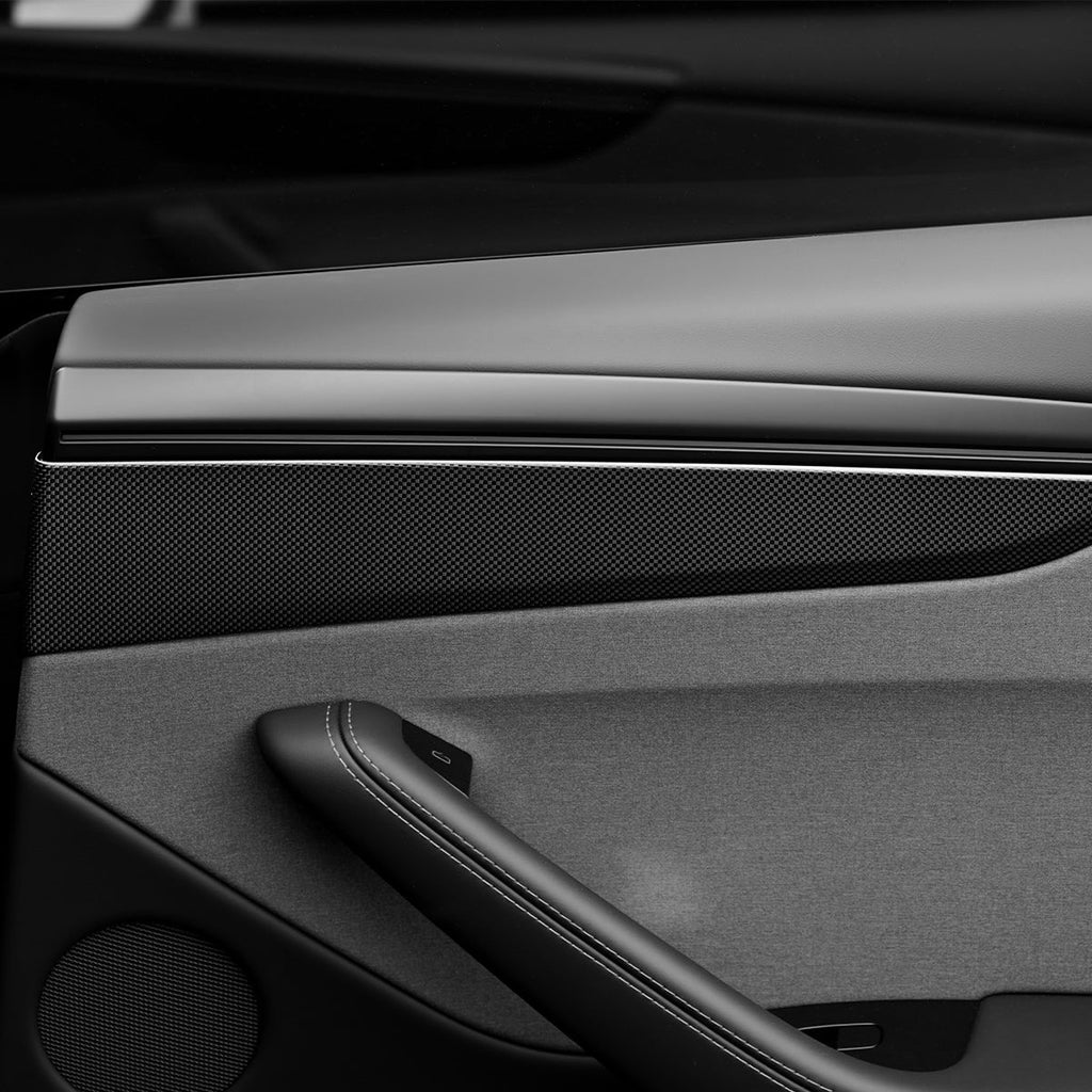 Dry Carbon Fiber Door Panel Trim Covers for Model Y Juniper