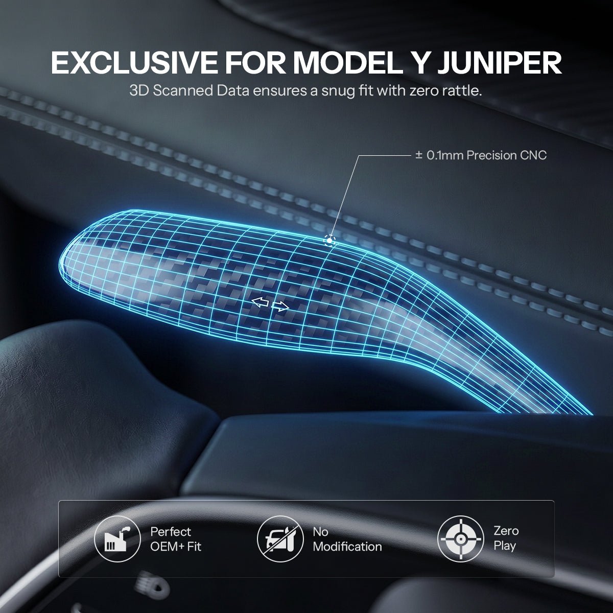Dry Carbon Fiber Turn Signal Stalk Cover for Model Y Juniper / Model 3 Highland