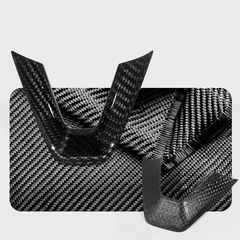 TESERT Dry Carbon Fiber Steering Wheel V-Cover for Model 3 Highland & Y Juniper