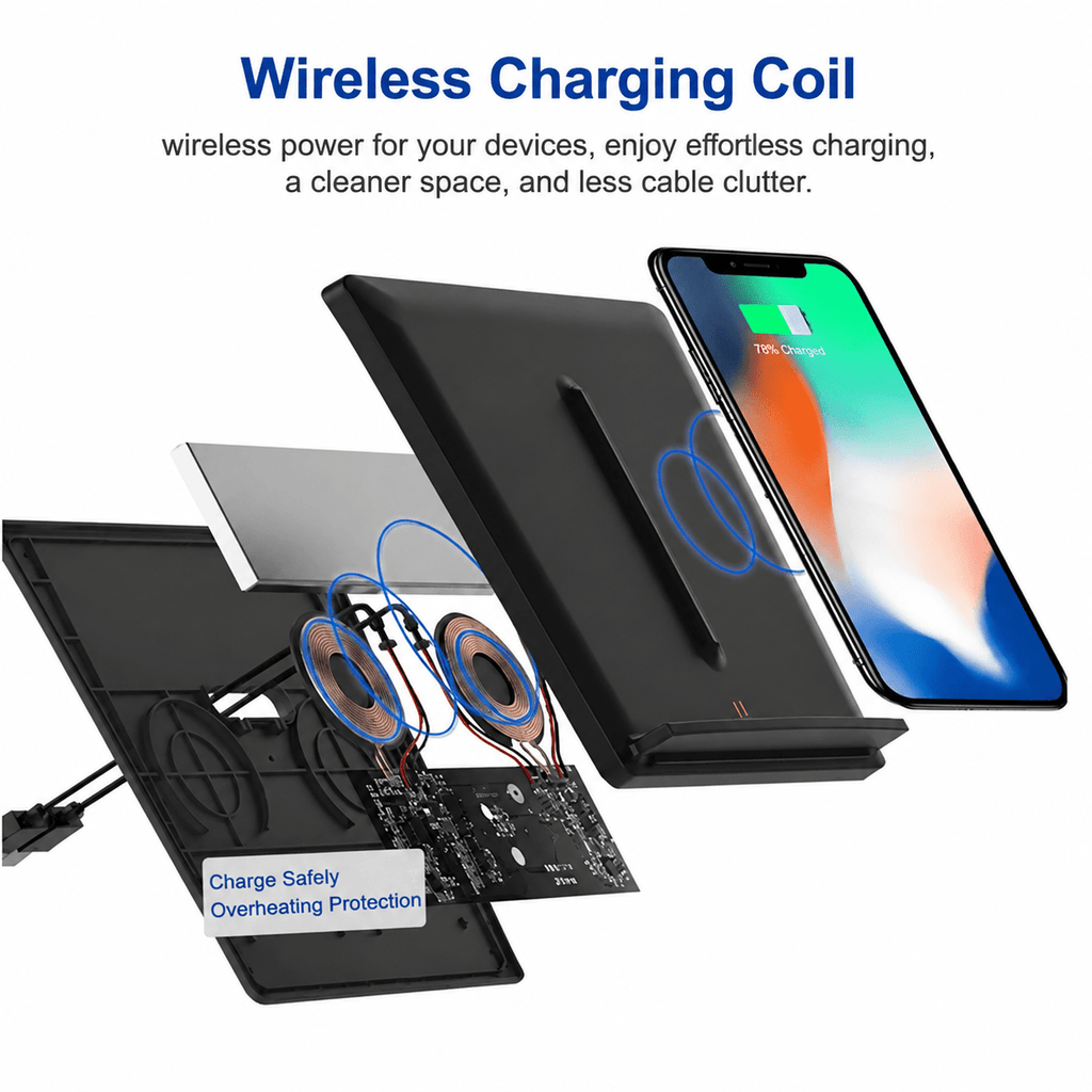 Dual Wireless Phone Charger with USB Splitter Cable for Tesla Model 3 2017-2020