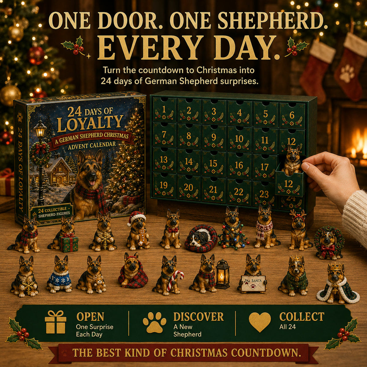 German Shepherd Advent Calendar 2026 - 24 German Shepherd Figurines