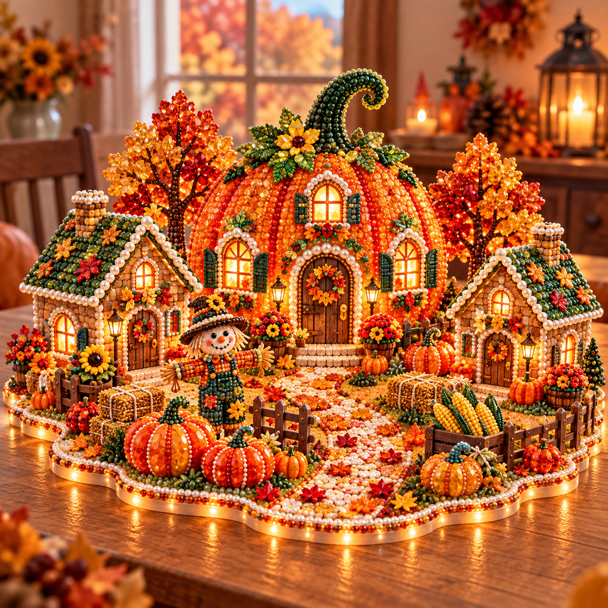 DIY Sparkling Autumn Village — 3D Diamond Art Decoration Kit
