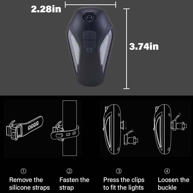 Sikunuo | Bicycle fender rear light — Waterproof LED safety light with projection (2 pieces)