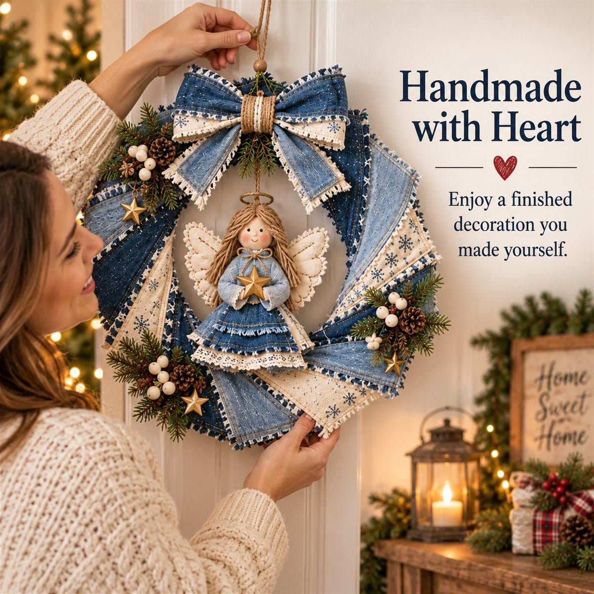 Denim Christmas Wreath DIY Sewing Kit