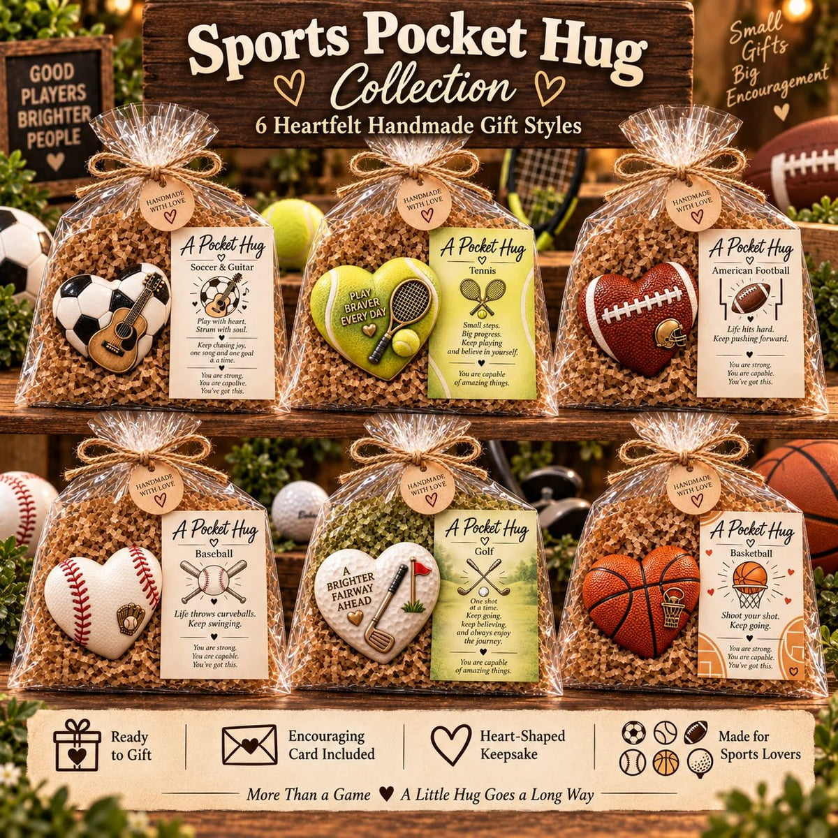 Sports Pocket Hug – Inspirational Keepsake Gift for Athletes & Sports Lovers