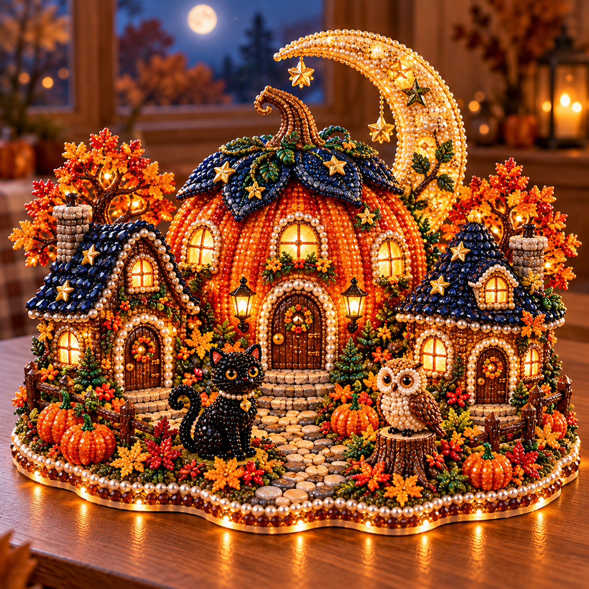 DIY Sparkling Autumn Village — 3D Diamond Art Decoration Kit