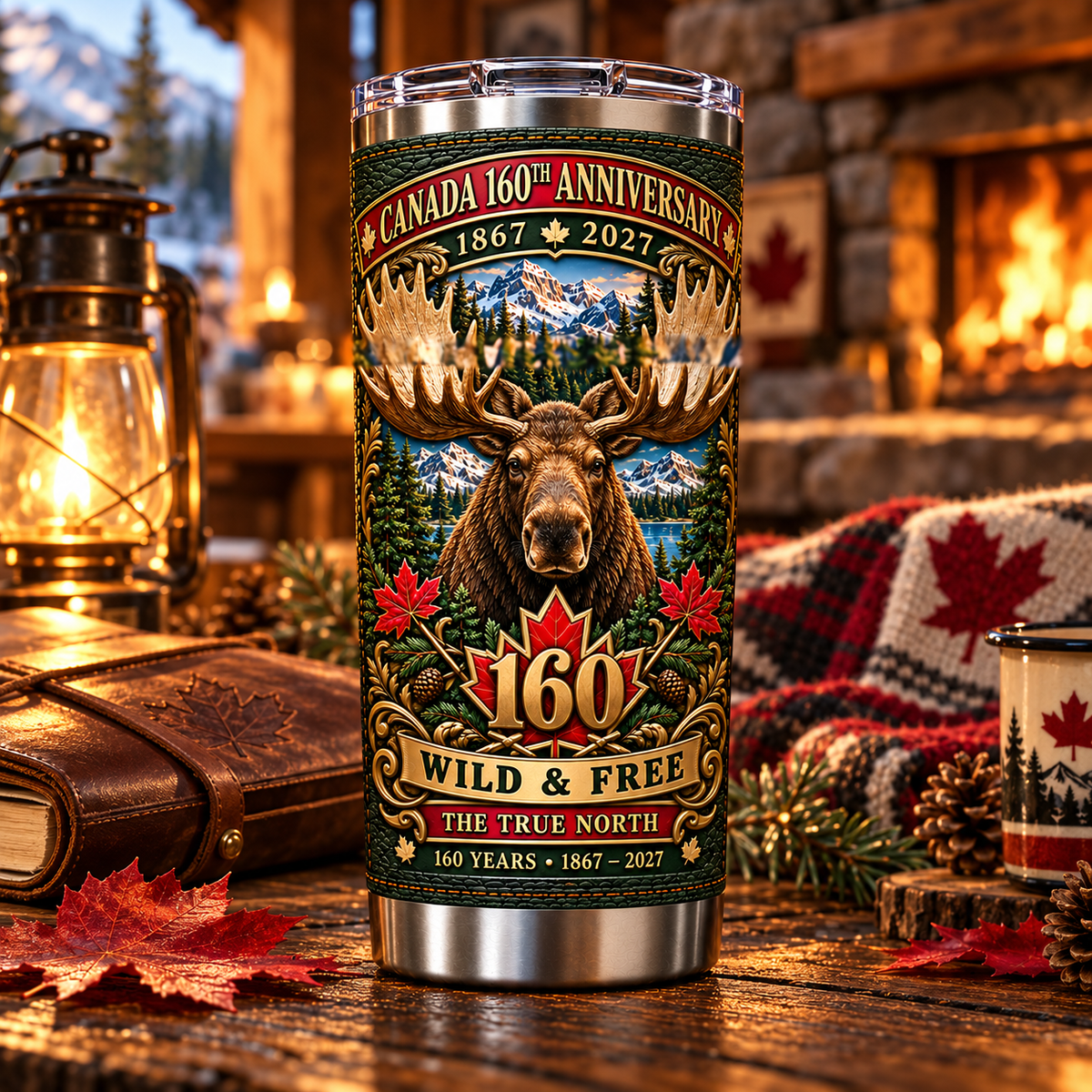 Canada 160th Anniversary Moose Wilderness Heritage Insulated Travel Tumbler