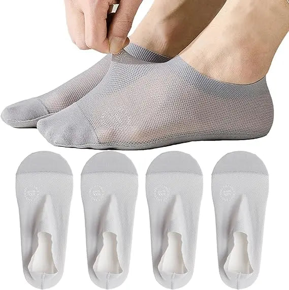 Sikunuo | 4 Pair Breathable, Invisible Moisture-Wicking Mesh Socks