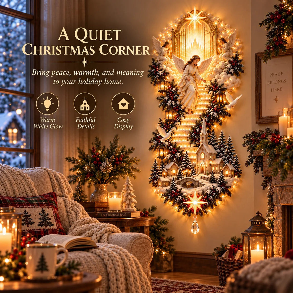 🌟 Stairway to Heaven – Lighted Jesus Christmas Wall Hanging