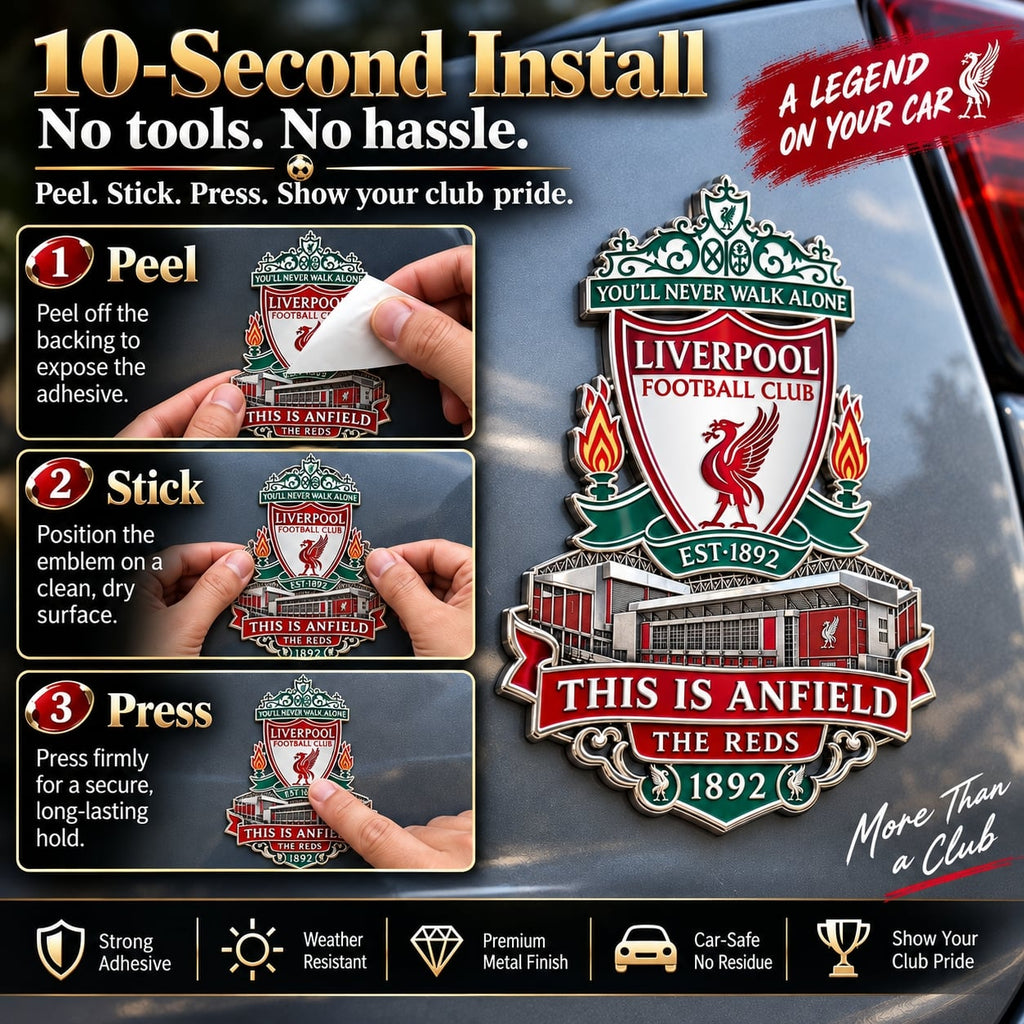 “This Is Anfield” 1892 “The Reds” Tribute Metal Car Emblem