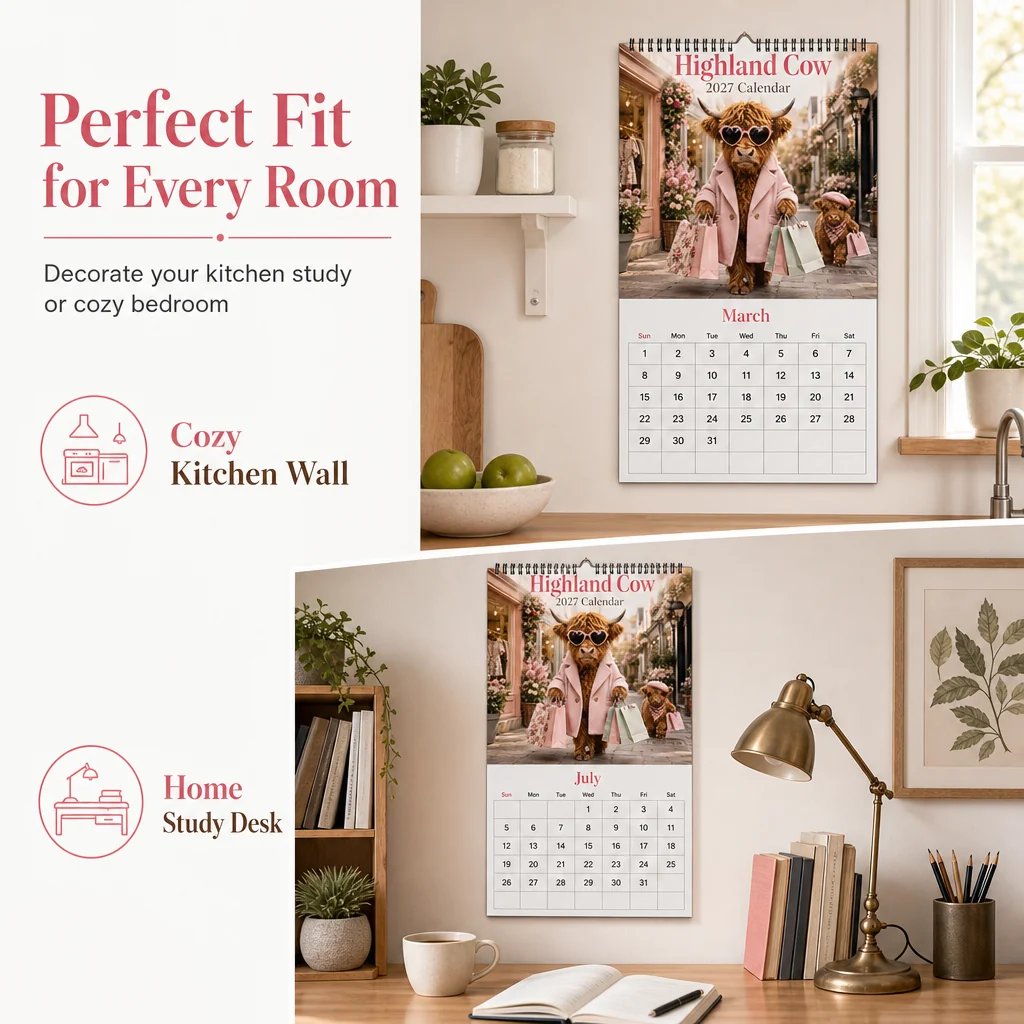 Highland Cow 12-Month Wall Calendar