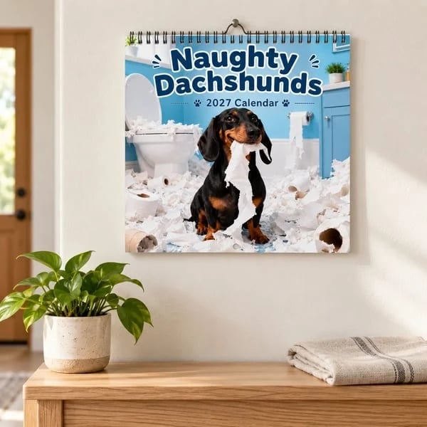 Naughty Dachshunds 2027 Wall Calendar