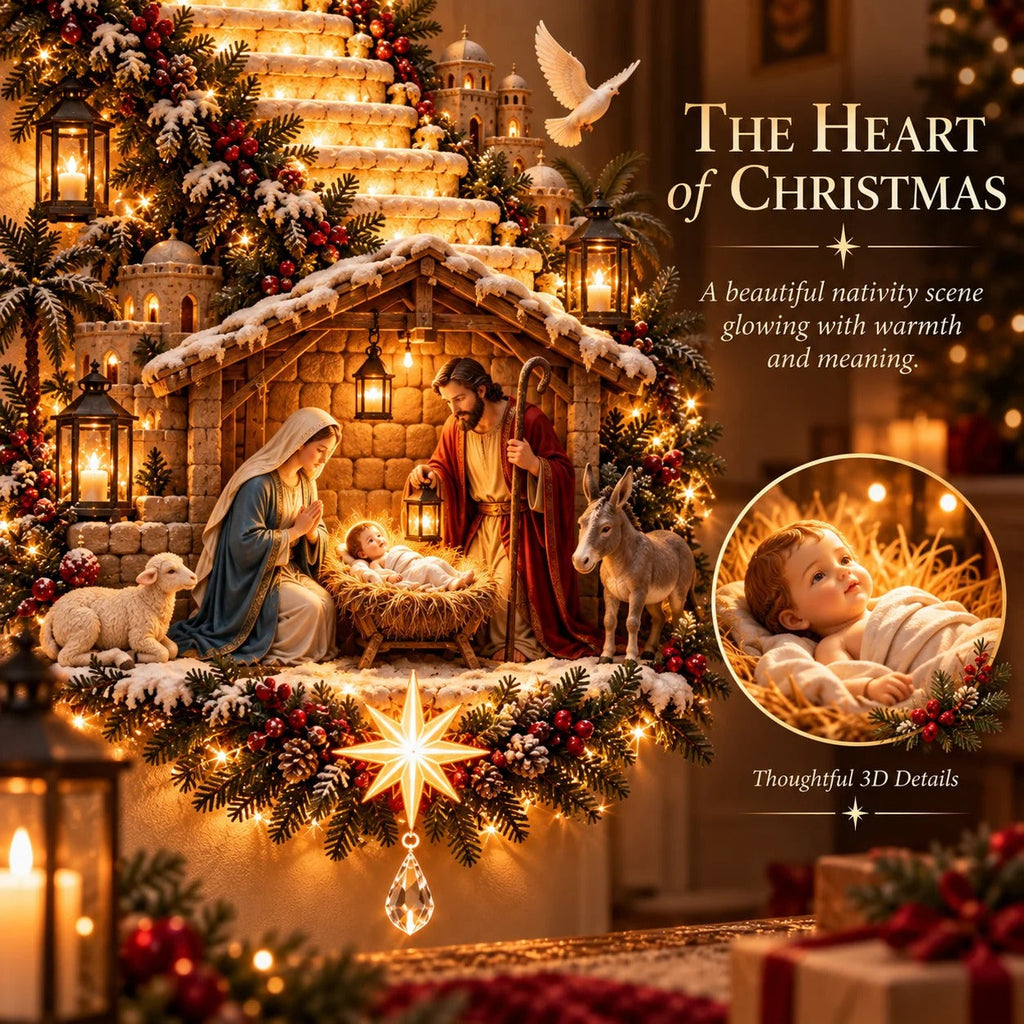 🌟 Stairway to Heaven – Lighted Jesus Christmas Wall Hanging