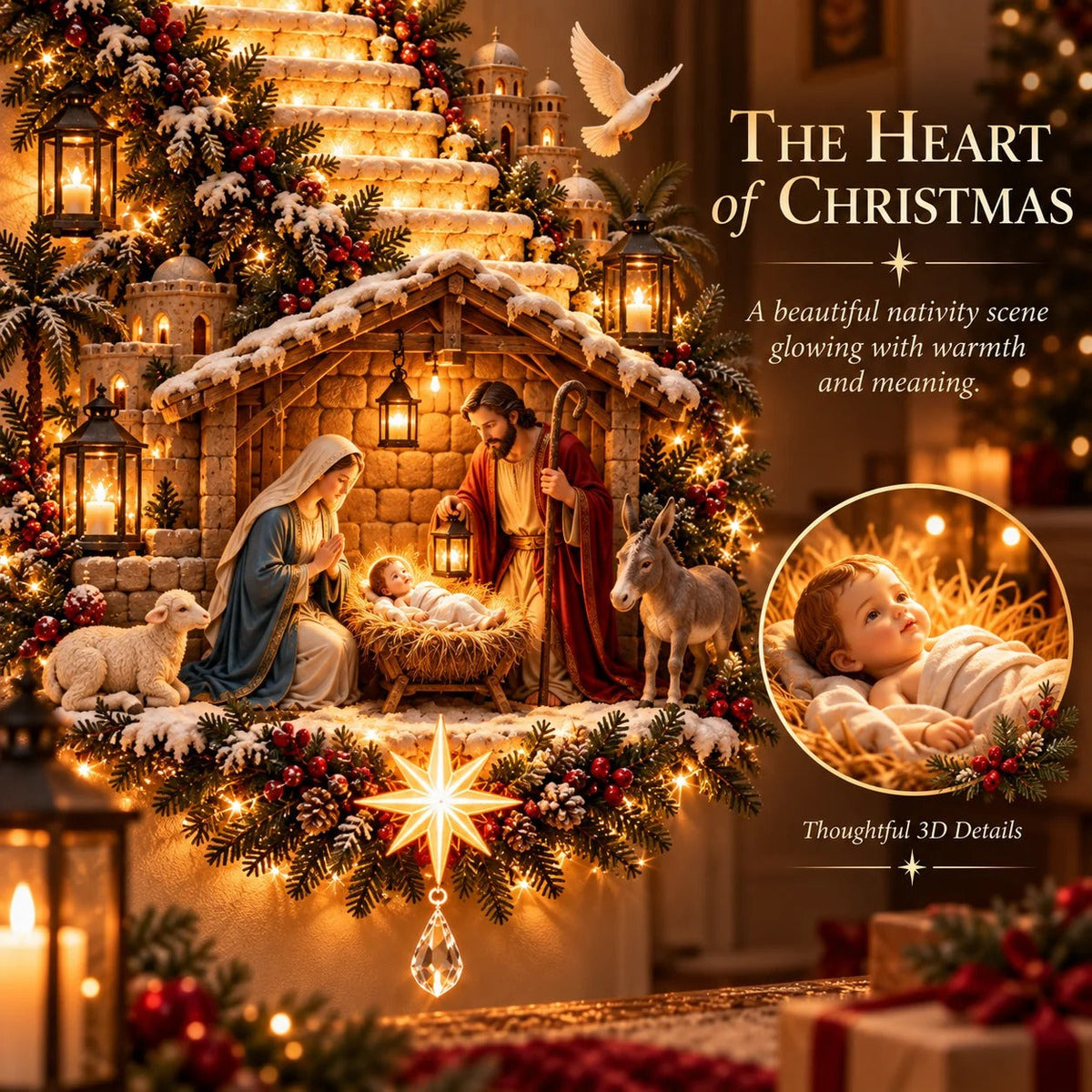🌟 Stairway to Heaven – Lighted Jesus Christmas Wall Hanging