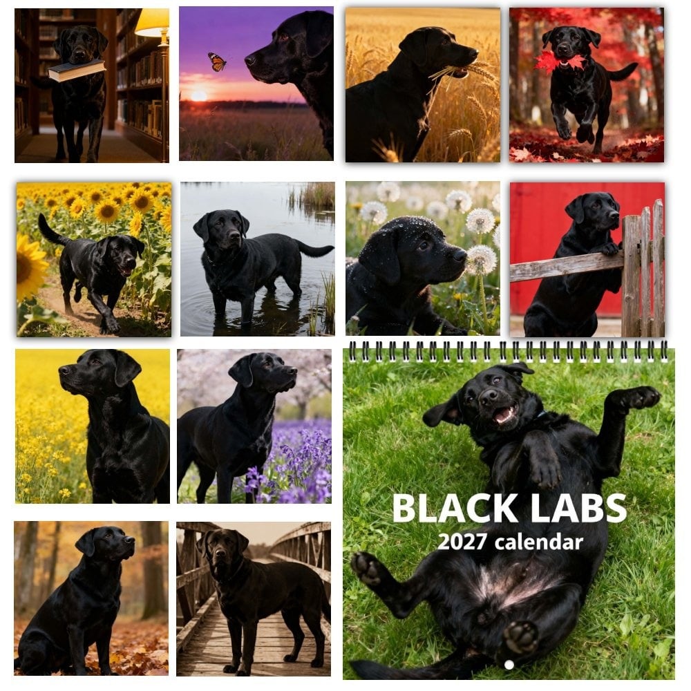 Black Labs 2027 Wall Calendar