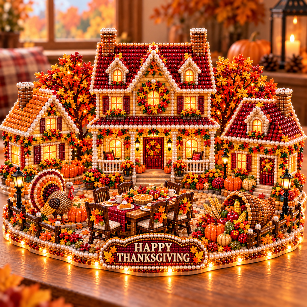 DIY Sparkling Autumn Village — 3D Diamond Art Decoration Kit