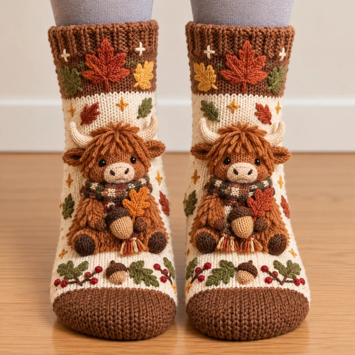 Autumn Cottage Cozy Socks – Cute Woodland Animal Designs