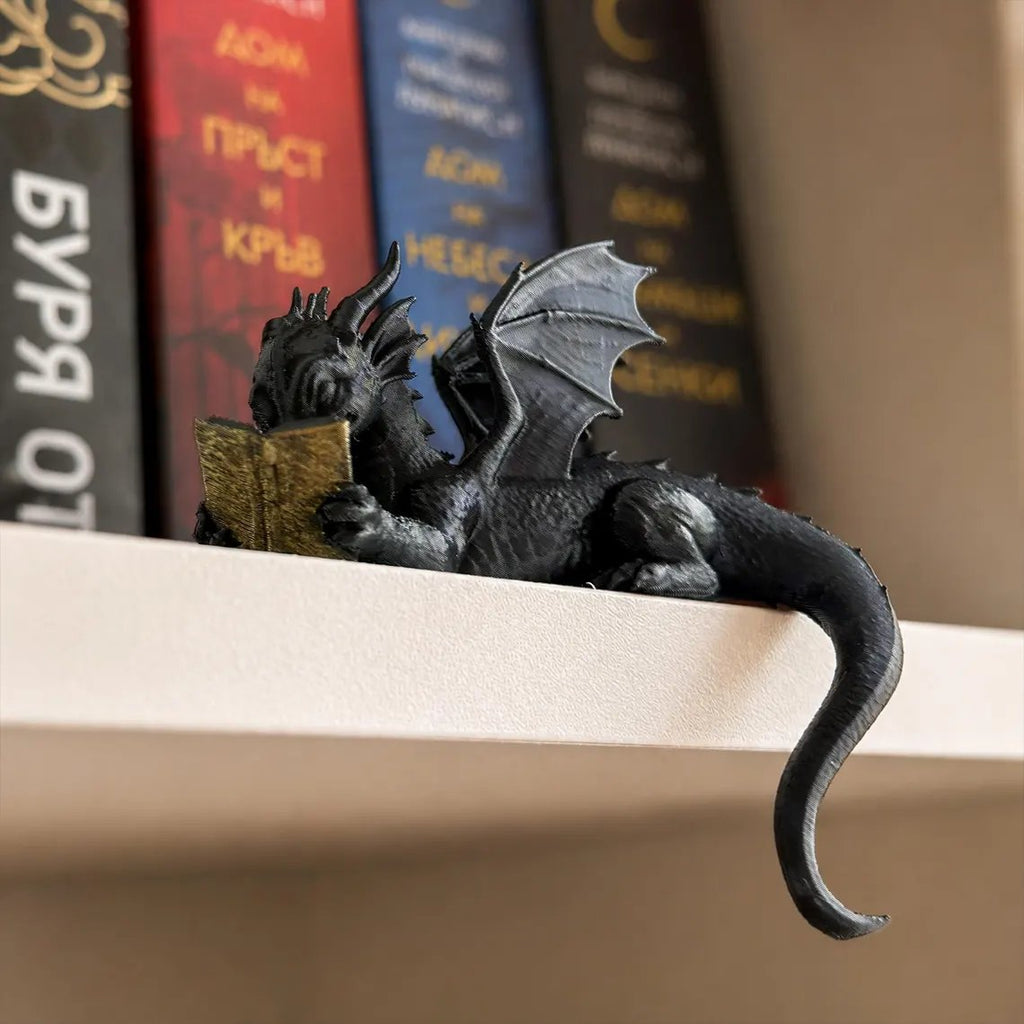 Reading Dragon Bookshelf Decor