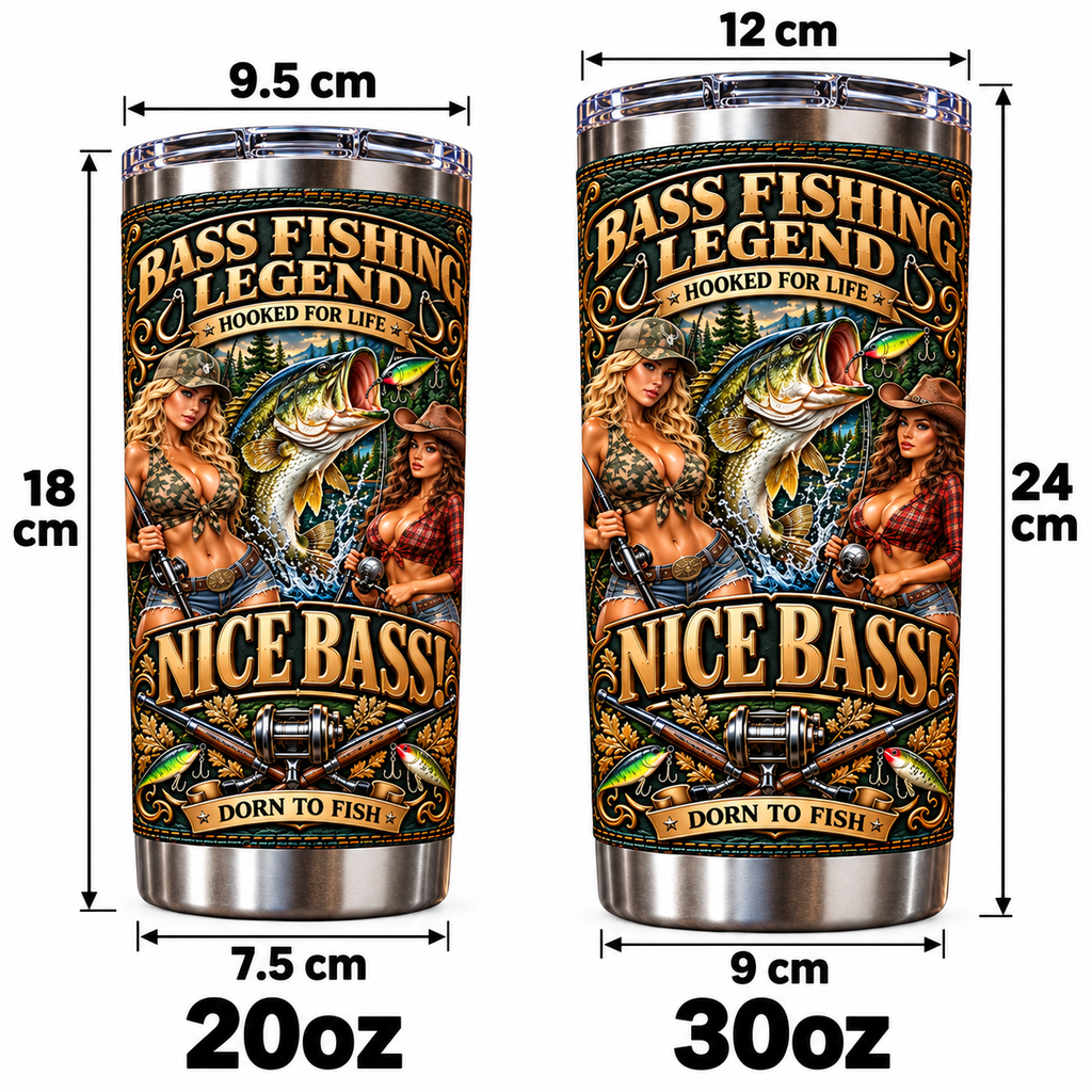 Bass Fishing Legend “Nice Bass!” Insulated Travel Tumbler