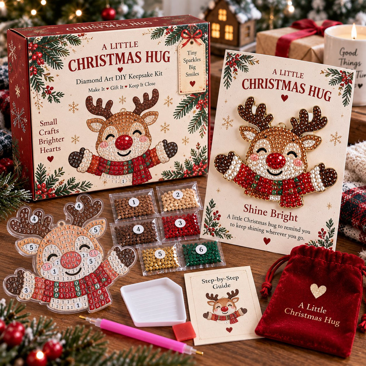 A Little Christmas Hug Diamond Art DIY Keepsake Kit