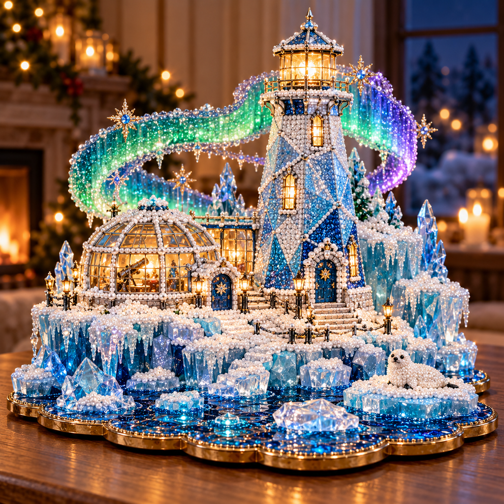 Christmas Lighthouse Village – DIY 3D Diamond Art Decoration Kit