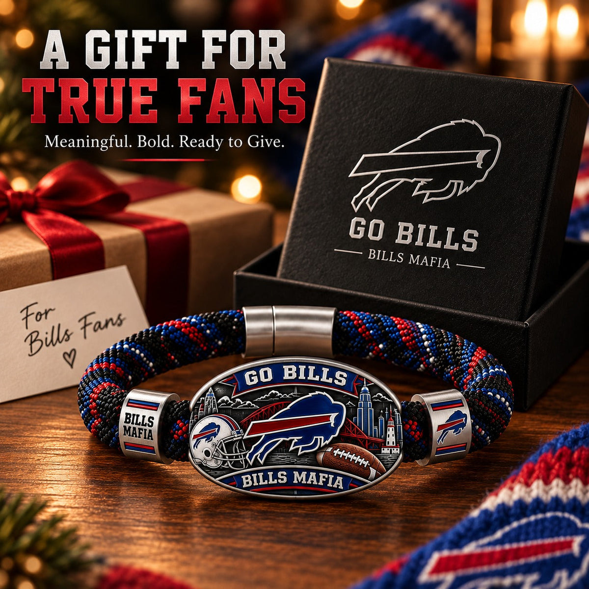Buffalo Football Heritage Braided Bracelet