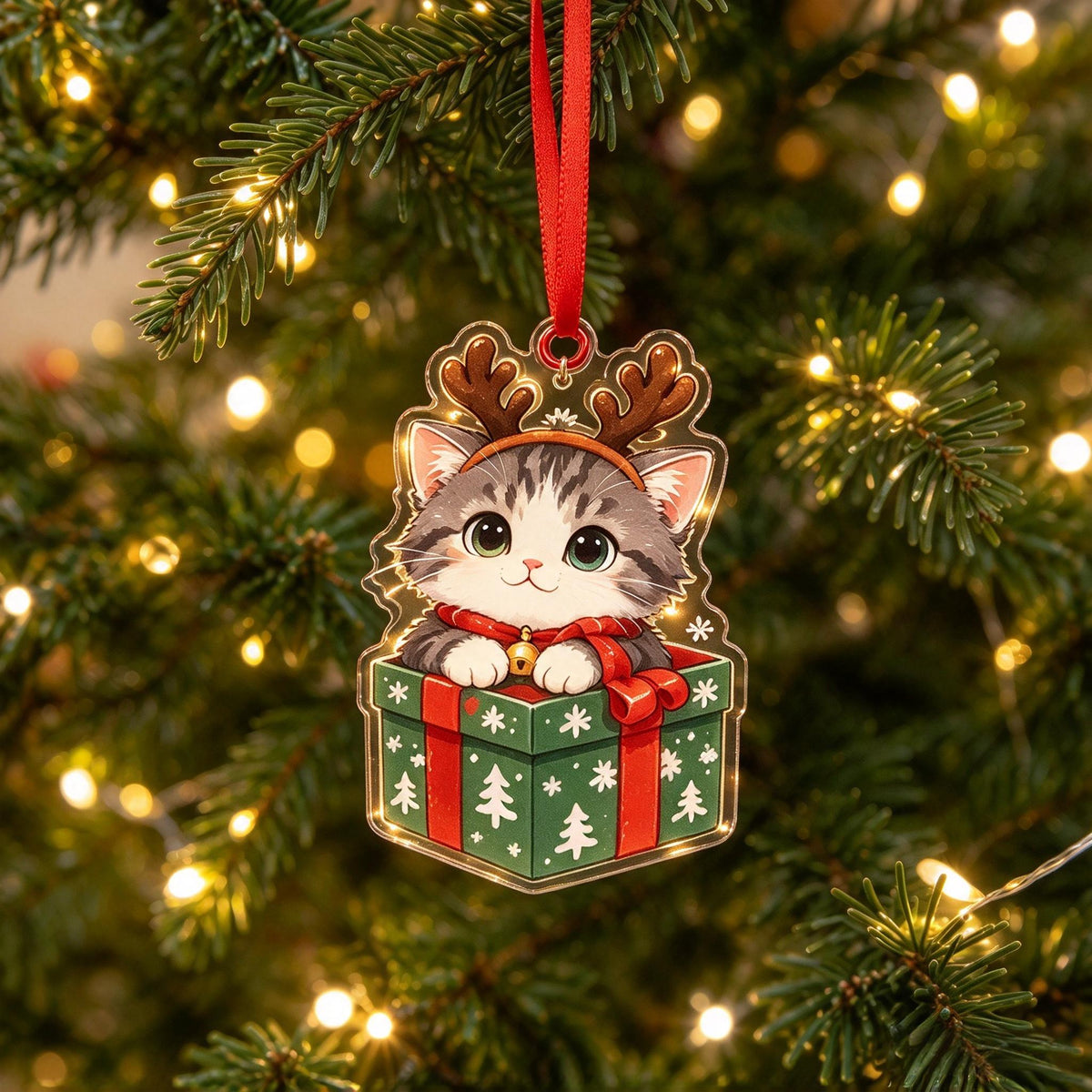 Festive Christmas Cat Ornament