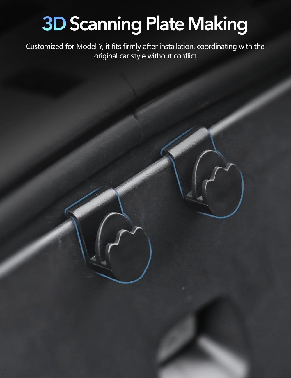 Sikunuo Model Y Front Trunk Hooks | ABS Storage Organizer 2021-2025 (2-Pack)