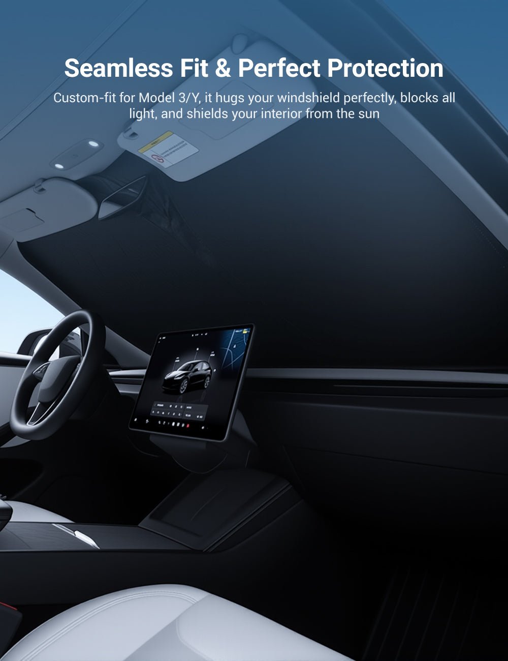 Front Windshield Sunshade for Model 3 / Model Y | Sikunuo