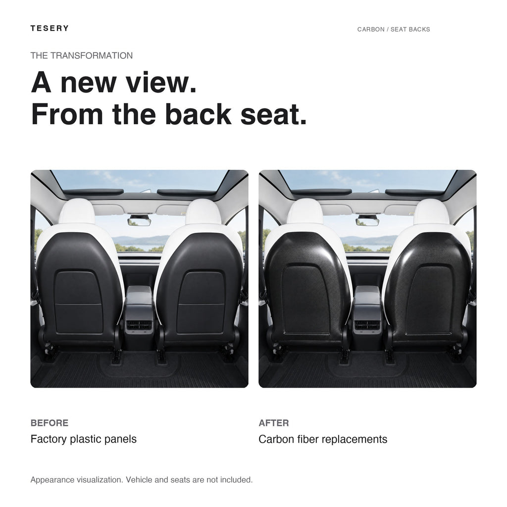 Full Back Seat Replacement for Model 3 / Y - Carbon Fiber Interior Mods