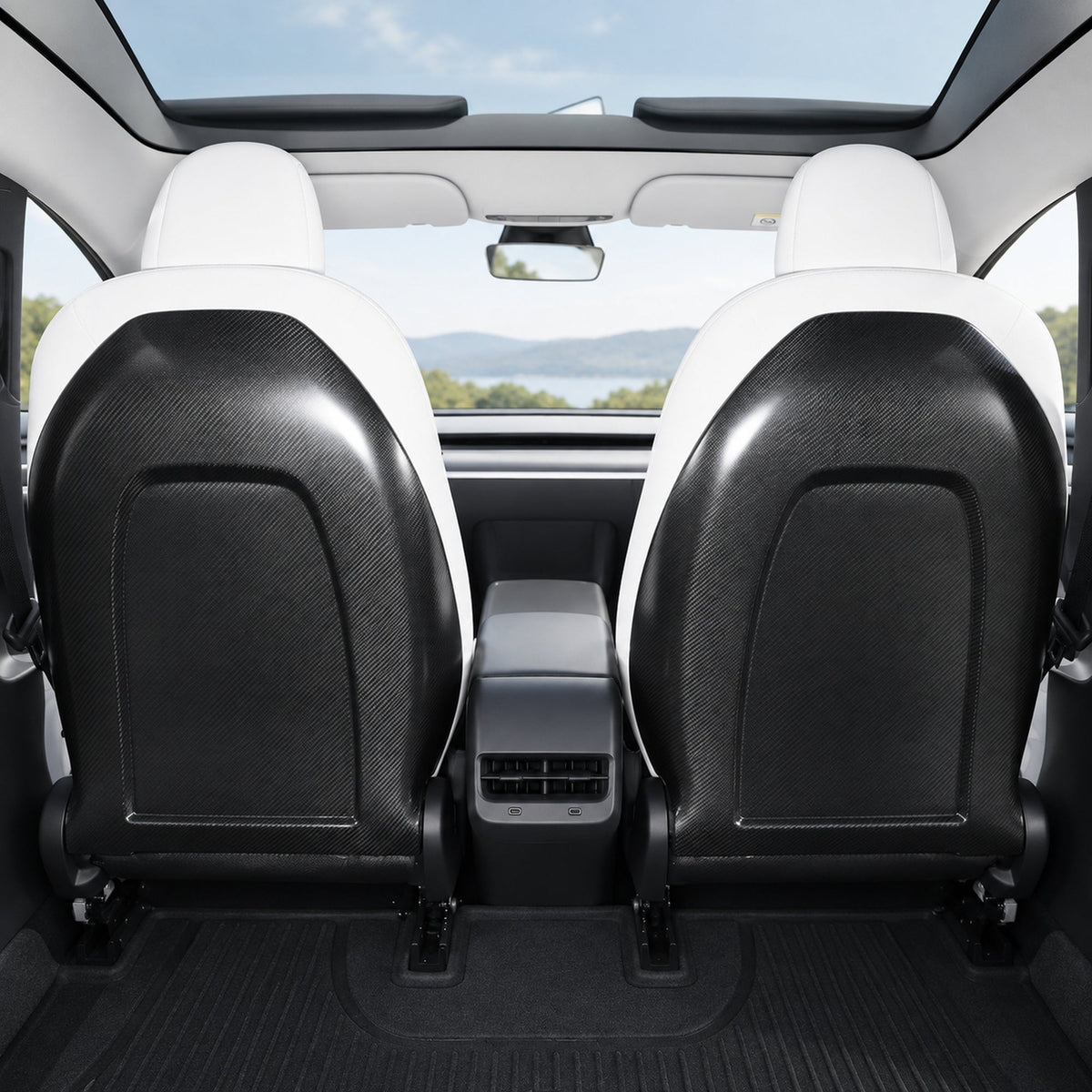 Full Back Seat Replacement for Model 3 / Y - Carbon Fiber Interior Mods