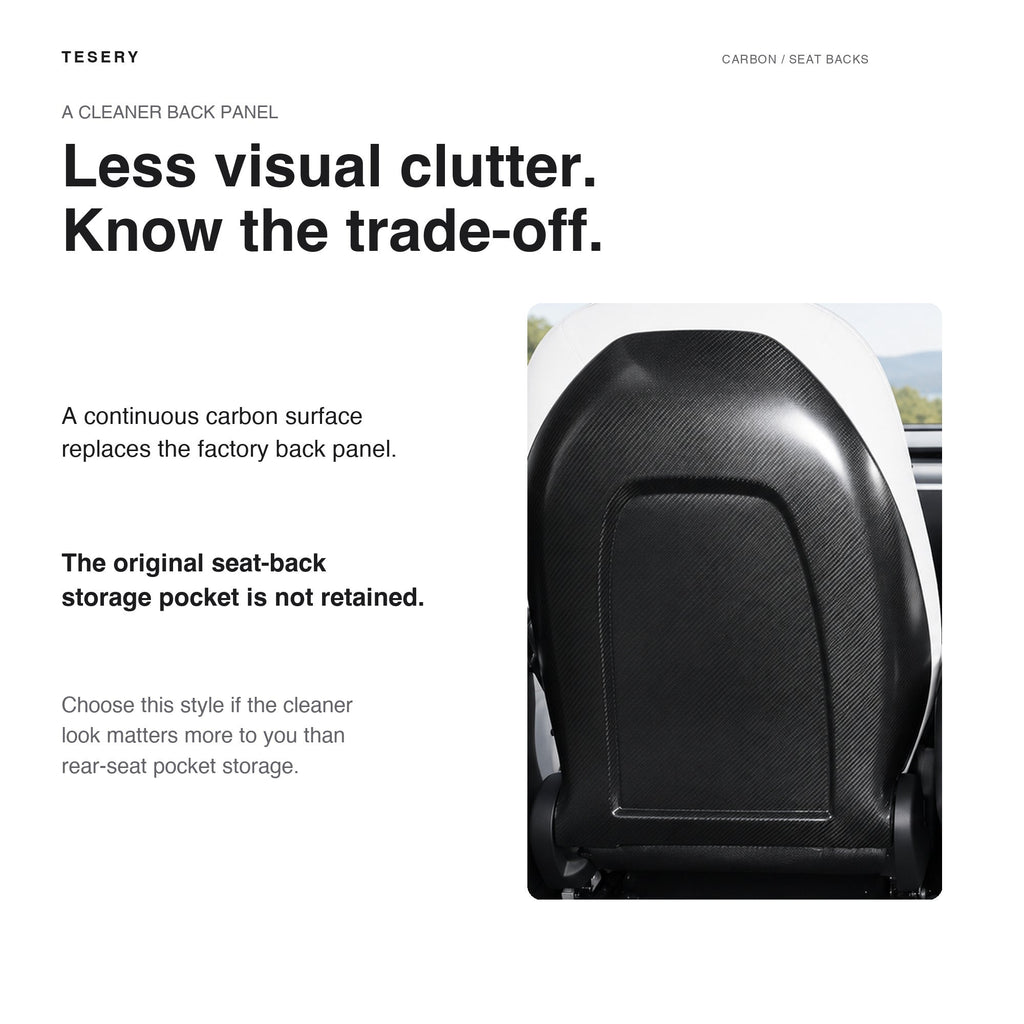 Full Back Seat Replacement for Model 3 / Y - Carbon Fiber Interior Mods