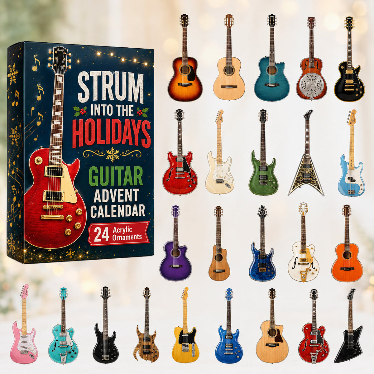 Guitar Advent Calendar 2026 - 24 Guitar Christmas Ornaments