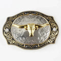 Gold Bull Head Rodeo Belt Buckle