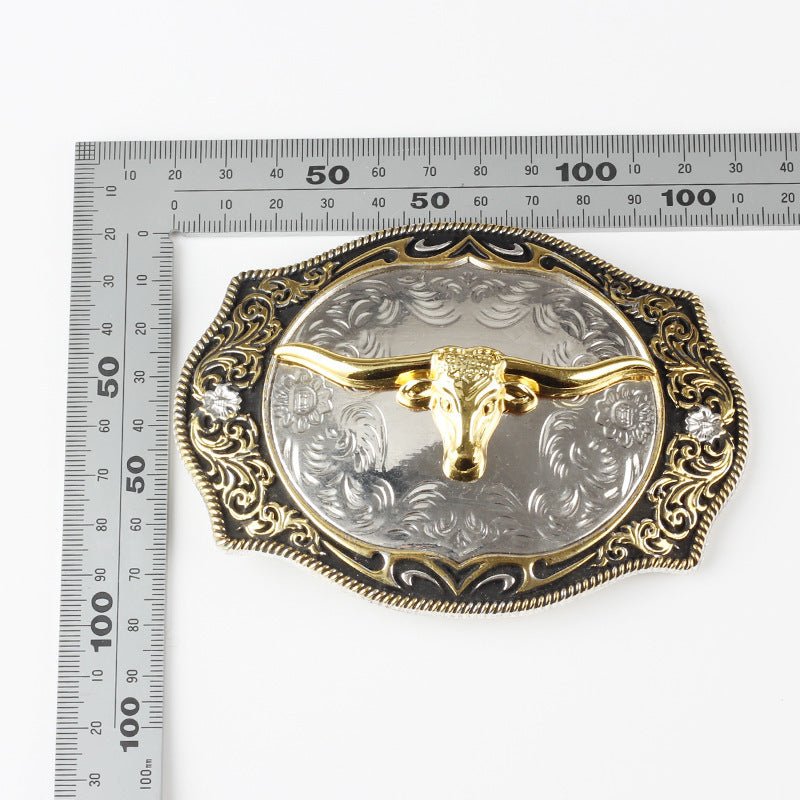 Gold Bull Head Rodeo Belt Buckle