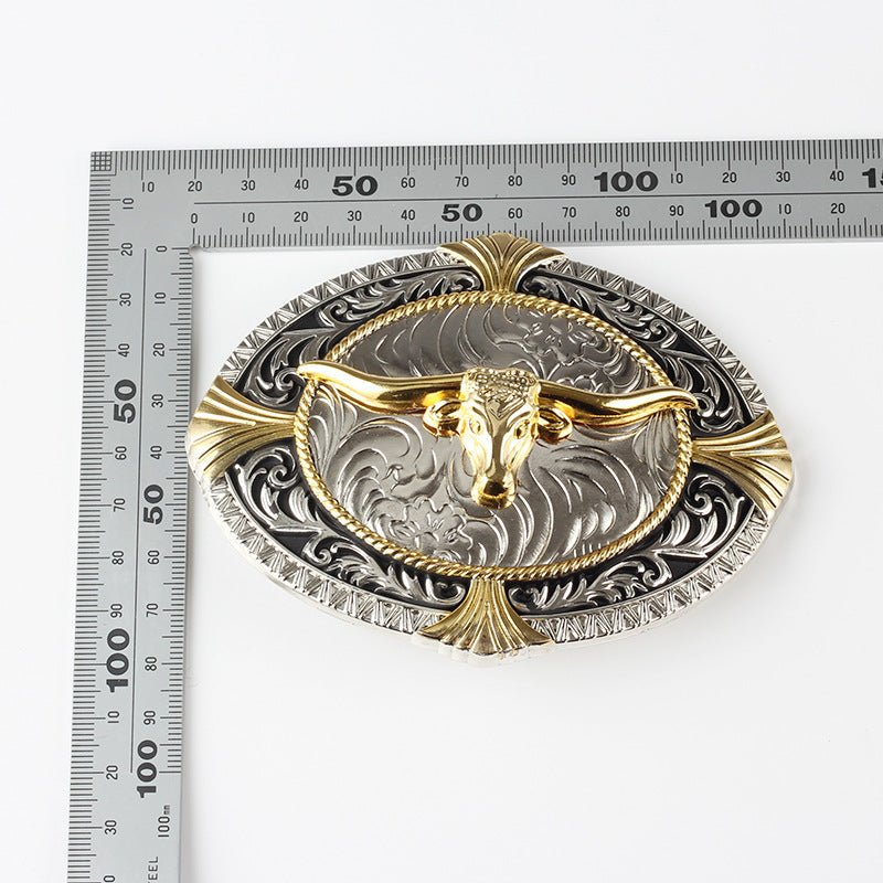 Gold Bull Head Rodeo Belt Buckle