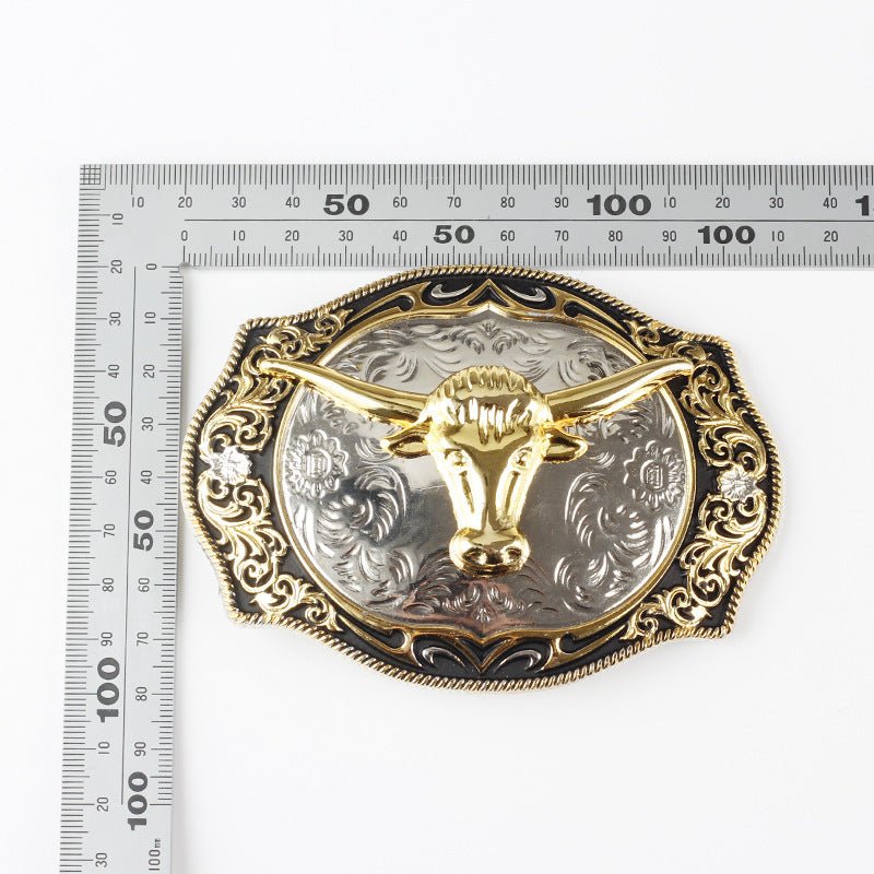 Gold Bull Head Rodeo Belt Buckle