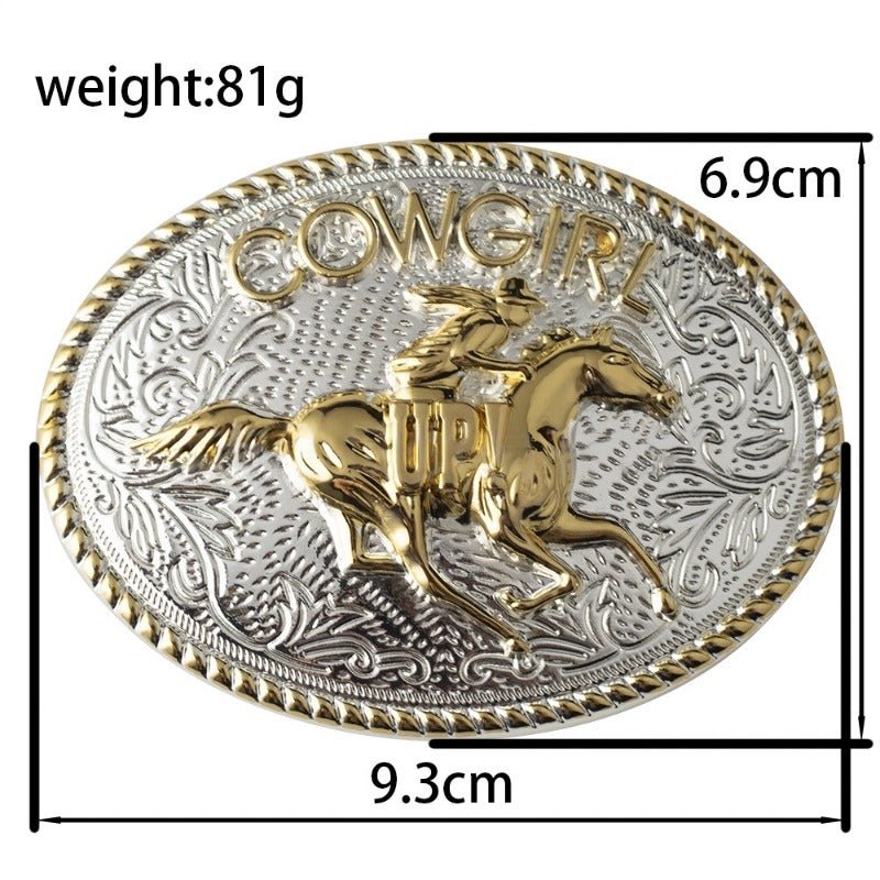 Gold Cowgirl Up Western Belt Buckle