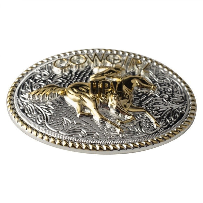 Gold Cowgirl Up Western Belt Buckle