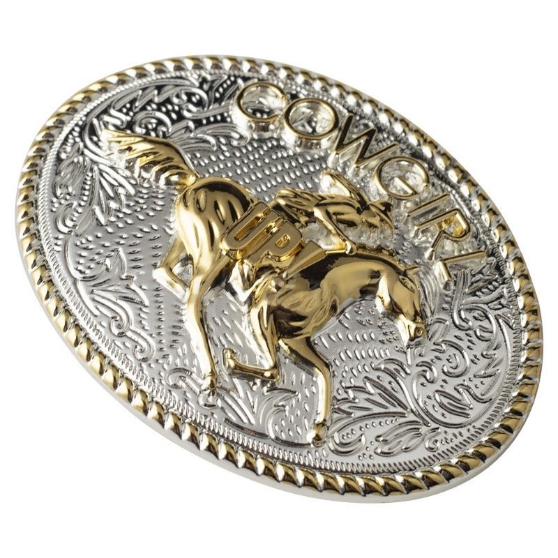 Gold Cowgirl Up Western Belt Buckle