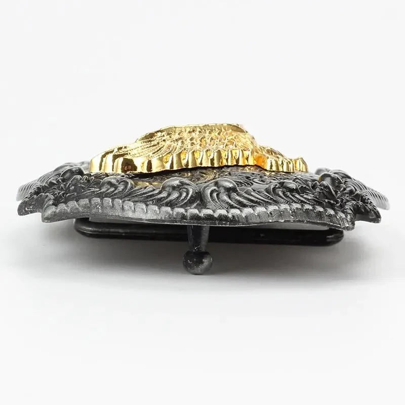 Gold Eagle Bull Head Belt Buckle
