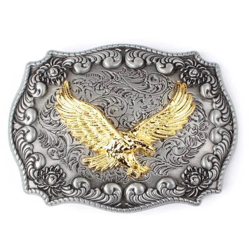 Gold Eagle Bull Head Belt Buckle