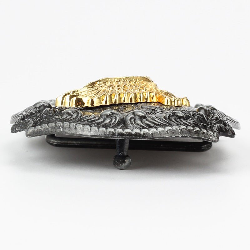 Gold Eagle Bull Head Belt Buckle