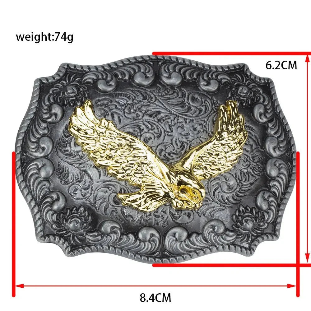 Gold Eagle Bull Head Belt Buckle