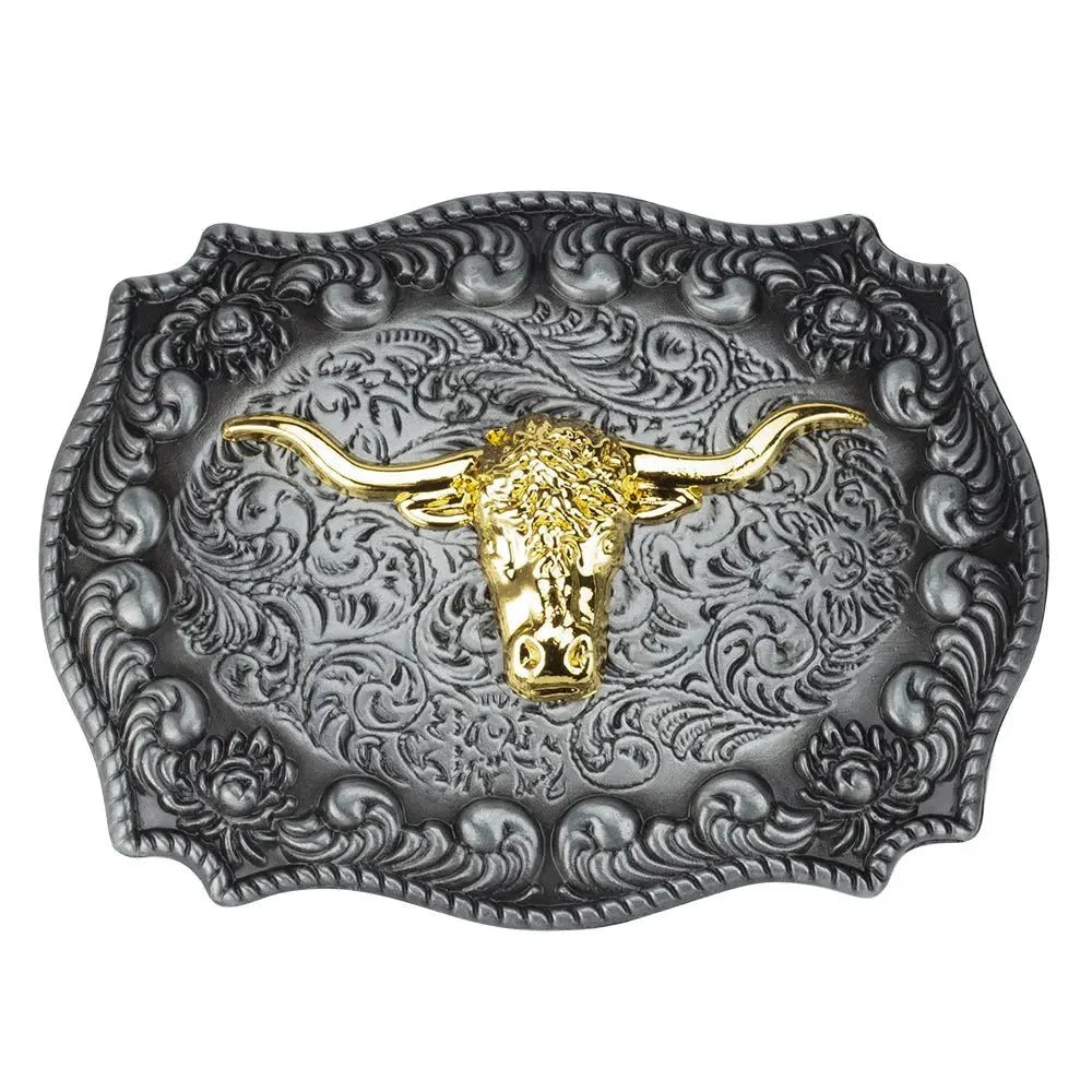 Gold Eagle Bull Head Belt Buckle