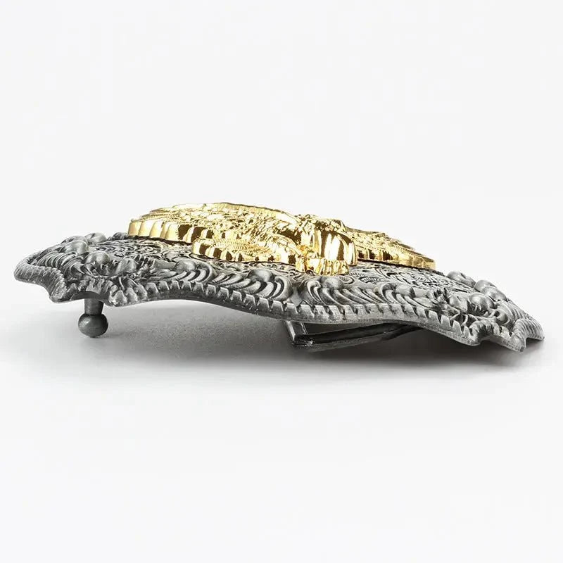 Gold Eagle Bull Head Belt Buckle